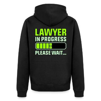 Lawyer in Progress Law School - Unisex Premium Organic Zip Hoodie - black - Back - Nico (187cm)