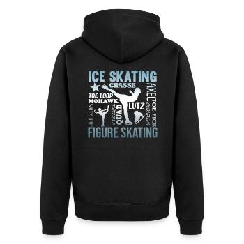Vintage Ice Skating Figure Skating Skater Lovers - Unisex Premium Organic Zip Hoodie - black - Back - Nico (187cm)