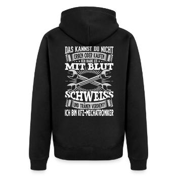KFZ Mechatroniker lustiger Spruch Handwerker Werks - Unisex Premium Bio Zip Hoodie - Schwarz - Hinten - Nico (187cm)