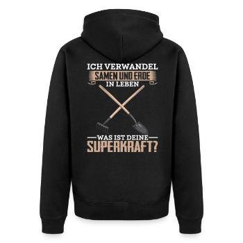 Gärtner lustiger Spruch Garten Samen Erde Gartenge - Unisex Premium Bio Zip Hoodie - Schwarz - Hinten - Nico (187cm)