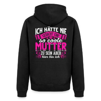 Coole Mutter lustiger Spruch Mama Mutter - Unisex Premium Bio Zip Hoodie - Schwarz - Hinten - Nico (187cm)