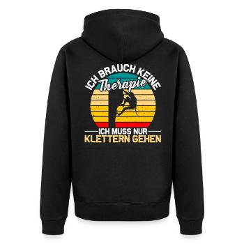 Therapie Klettern lustiger Spruch Kletterer Sportl - Unisex Premium Bio Zip Hoodie - Schwarz - Hinten - Nico (187cm)