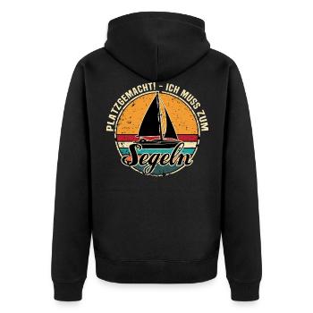 Kapitän Segeln Segelboot Segelschein - Unisex Premium Bio Zip Hoodie - Schwarz - Hinten - Nico (187cm)