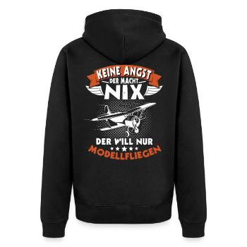 Modellfliegen Modellflug RC Flugzeug - Unisex Premium Bio Zip Hoodie - Schwarz - Hinten - Nico (187cm)