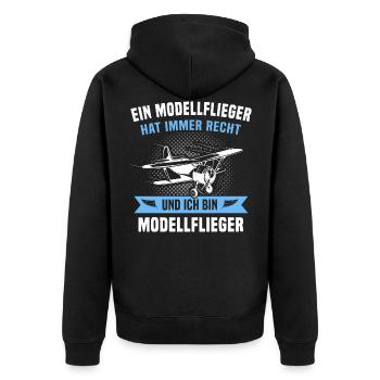 Modellflieger Modellflug Modellfliegen - Unisex Premium Bio Zip Hoodie - Schwarz - Hinten - Nico (187cm)