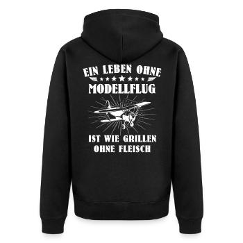 Modellflieger Modellflug Modellfliegen - Unisex Premium Bio Zip Hoodie - Schwarz - Hinten - Nico (187cm)