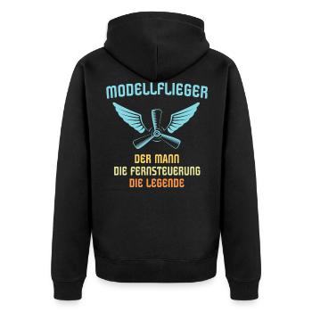 Modellflug Modellflieger Modellfliegen - Unisex Premium Bio Zip Hoodie - Schwarz - Hinten - Nico (187cm)