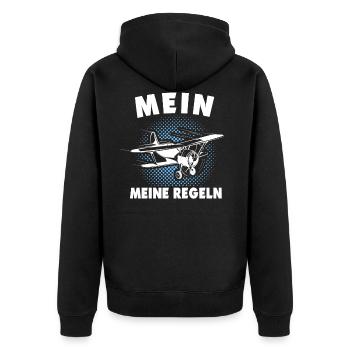 Modellflug Modellflieger Modellfliegen - Unisex Premium Bio Zip Hoodie - Schwarz - Hinten - Nico (187cm)