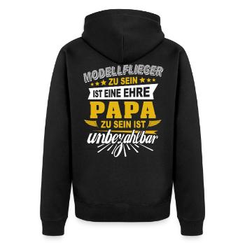 Modellflieger Papa Modellflug Modellfliegen - Unisex Premium Bio Zip Hoodie - Schwarz - Hinten - Nico (187cm)