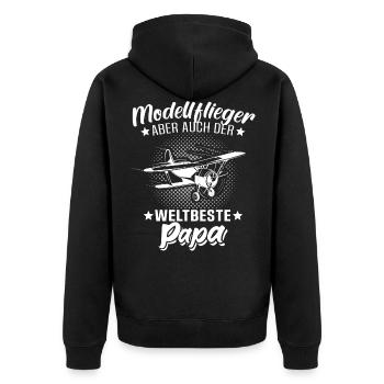 Modellflieger Papa Modellflug Modellfliegen - Unisex Premium Bio Zip Hoodie - Schwarz - Hinten - Nico (187cm)