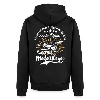 Modellflieger Opa Modellflug Modellfliegen - Unisex Premium Bio Zip Hoodie - Schwarz - Hinten - Nico (187cm)