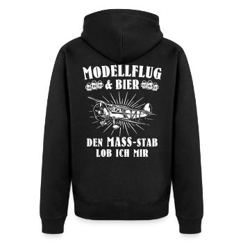 Modellflug Bier Modellfliegen Modellflieger - Unisex Premium Bio Zip Hoodie - Schwarz - Hinten - Nico (187cm)
