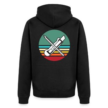 Modellbau Werkzeug Modellbauer - Unisex Premium Bio Zip Hoodie - Schwarz - Hinten - Nico (187cm)