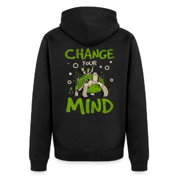 Change your design to climate change - Unisex Premium Organic Zip Hoodie - black - Back - Nico (187cm)