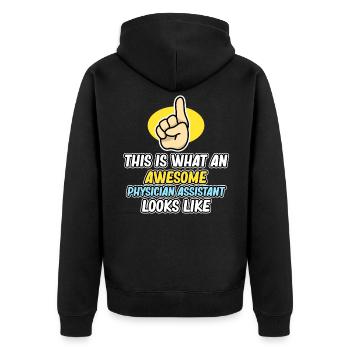 Fantastische Physician Assistant - Unisex Premium Bio Zip Hoodie - Schwarz - Hinten - Nico (187cm)