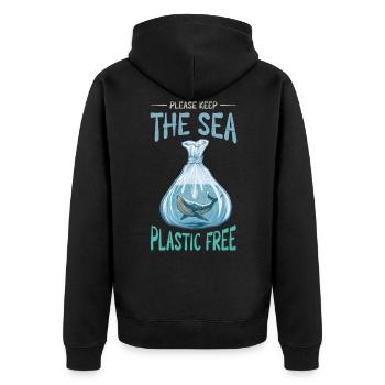 Gardez la mer sans plastique pour le climat - Veste à capuche bio Premium Unisexe - noir - Dos - Nico (187cm)