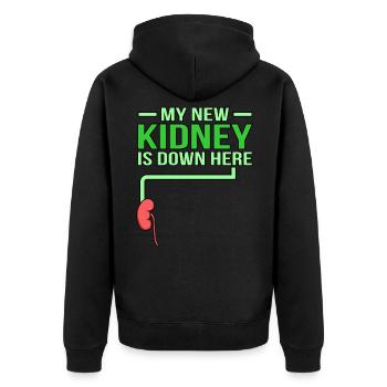 Die Niere Ist Hier Unten - Unisex Premium Bio Zip Hoodie - Schwarz - Hinten - Nico (187cm)