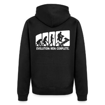 Tilers Evolution Tiler Tiles Laying - Unisex Premium Organic Zip Hoodie - black - Back - Nico (187cm)