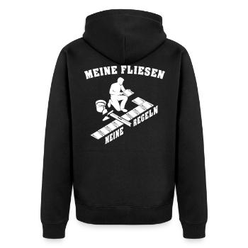 Fliesenleger Fliesen Legen - Unisex Premium Bio Zip Hoodie - Schwarz - Hinten - Nico (187cm)