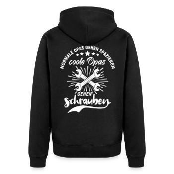 Schrauber Opa Schrauben Autoschrauber Grossvater - Unisex Premium Bio Zip Hoodie - Schwarz - Hinten - Nico (187cm)