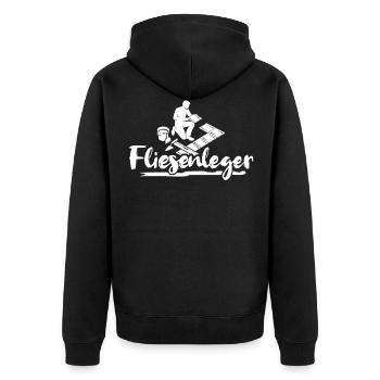 Fliesenleger Beruf Fliesen - Unisex Premium Bio Zip Hoodie - Schwarz - Hinten - Nico (187cm)