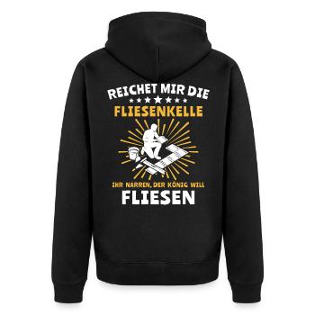 Fliesenleger Sprüche Fliesen - Unisex Premium Bio Zip Hoodie - Schwarz - Hinten - Nico (187cm)