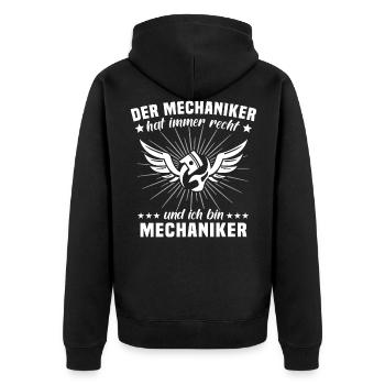 Mechaniker Automechaniker KFZ Mechaniker - Unisex Premium Bio Zip Hoodie - Schwarz - Hinten - Nico (187cm)