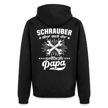 Schrauber Papa Schrauben Autoschrauber - Unisex Premium Bio Zip Hoodie - Schwarz - Hinten - Nico (187cm)
