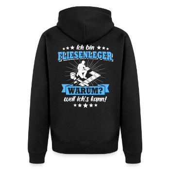 Fliesenleger Sprüche Fliesen Legen - Unisex Premium Bio Zip Hoodie - Schwarz - Hinten - Nico (187cm)