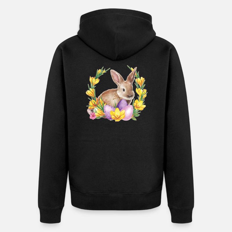 Easter Easter Happy Easter - Unisex Premium Organic Zip Hoodie - black