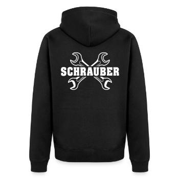 Schrauber Mechaniker Autoschlosser Schrauben - Unisex Premium Bio Zip Hoodie - Schwarz - Hinten - Nico (187cm)