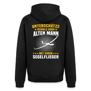 Segelfliegen Segelflugzeug Segelflieger Segelflug - Unisex Premium Bio Zip Hoodie - Schwarz - Hinten - Nico (187cm)