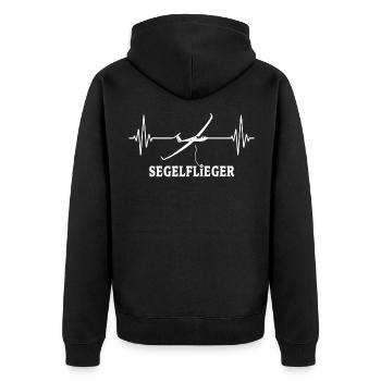 Segelfliegen Segelflug Segelflugzeug - Unisex Premium Bio Zip Hoodie - Schwarz - Hinten - Nico (187cm)