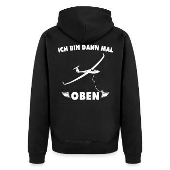 Segelfliegen Segelflugzeug Segelflug - Unisex Premium Bio Zip Hoodie - Schwarz - Hinten - Nico (187cm)
