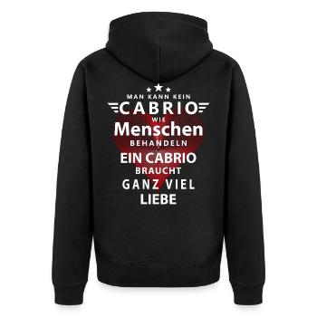 Ein Cabrio braucht ganz viel Liebe - Unisex Premium Bio Zip Hoodie - Schwarz - Hinten - Nico (187cm)