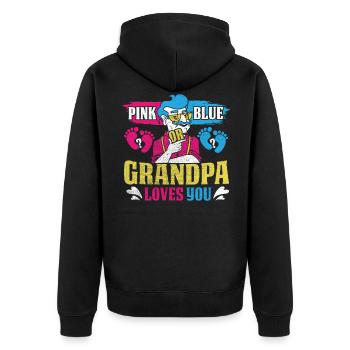 Rosa Oder Blauer Opa Liebt Dich Design Für Opa - Unisex Premium Bio Zip Hoodie - Schwarz - Hinten - Nico (187cm)