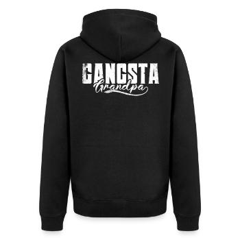 Gangsta Opa Design Für Einen Opa - Unisex Premium Bio Zip Hoodie - Schwarz - Hinten - Nico (187cm)