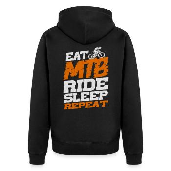 Eat Mtb Ride Sleep Repeat Design Für Fahrradfahrer - Unisex Premium Bio Zip Hoodie - Schwarz - Hinten - Nico (187cm)