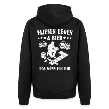 Fliesenleger Bier Fliesen - Unisex Premium Bio Zip Hoodie - Schwarz - Hinten - Nico (187cm)