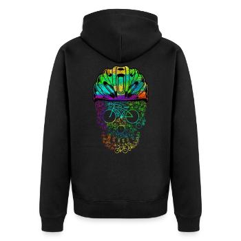 Skull With Helmet Cyclist Design For - Unisex Premium Organic Zip Hoodie - black - Back - Nico (187cm)