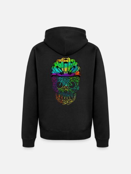 Schädel Mit Helm-radfahrer-design Für - Unisex Premium Bio Zip Hoodie - Schwarz