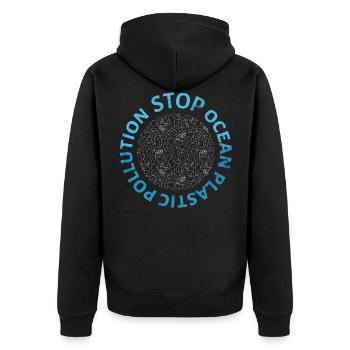 Stop Ocean Plastic Pollution Design pour le - Veste à capuche bio Premium Unisexe - noir - Dos - Nico (187cm)