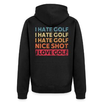 Ich Hasse Golf Schöne Aufnahme Ich Liebe Golf - Unisex Premium Bio Zip Hoodie - Schwarz - Hinten - Nico (187cm)