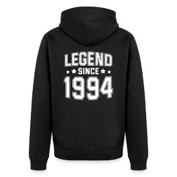 Legend since 1994 - Unisex Premium Organic Zip Hoodie - black - Back - Nico (187cm)