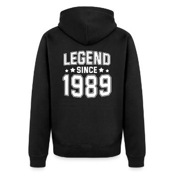 Legend since 1989 - Unisex Premium Organic Zip Hoodie - black - Back - Nico (187cm)