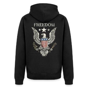 Freedom Eagle Us-flaggendesign Für Die - Unisex Premium Bio Zip Hoodie - Schwarz - Hinten - Nico (187cm)