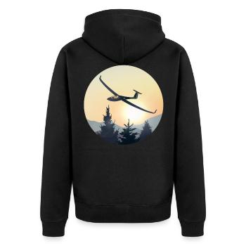 Segelflieger Segelfliegen Segelflugzeug - Unisex Premium Bio Zip Hoodie - Schwarz - Hinten - Nico (187cm)