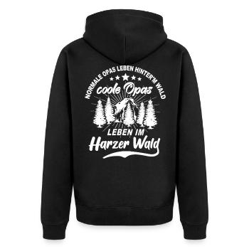 Harzer Opa Harz Grossvater - Unisex Premium Bio Zip Hoodie - Schwarz - Hinten - Nico (187cm)