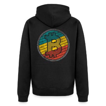 Blockchain B Retro-design pour les investisseurs crypto - Veste à capuche bio Premium Unisexe - noir - Dos - Nico (187cm)