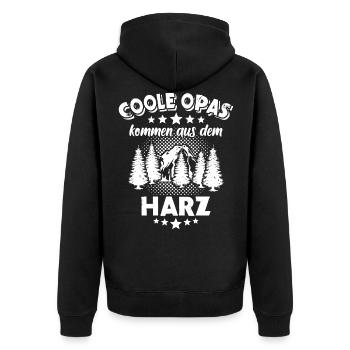 Harzer Opa Harz Grossvater - Unisex Premium Bio Zip Hoodie - Schwarz - Hinten - Nico (187cm)